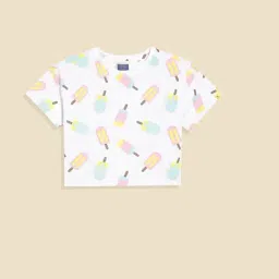 Allen Solly Girls White Cotton Printed T-Shirt-picture-20