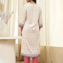 Biba Ecru Viscose Floral Kurta image 2