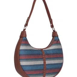 ZOUK Mysore Mosaic Multicolor Striped Hobo Bag image 5