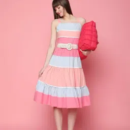 Vero Moda Multicolor Color-Block Midi Dress-image-98