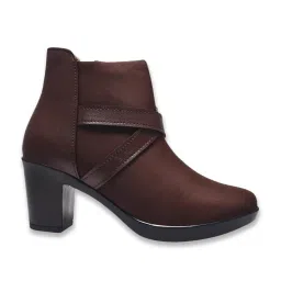 Shoetopia Women's Brown Casual Booties image 2