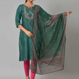 W Green Floral Print Dupatta-picture-35