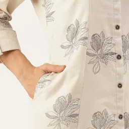 Amukti Beige Cotton Floral Kurti image 5