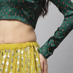 SHUBHKALA Lime Green Embellished Lehenga and Choli Set With Dupatta image 5