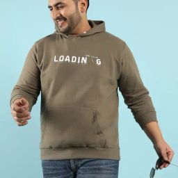 Instafab Plus Green Cotton Regular fit Printed Plus Size Hooded Sweatshirt-picture-46