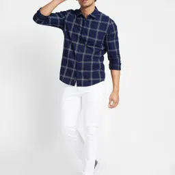 Being Human Blue Slim Fit Check Shirt image 5