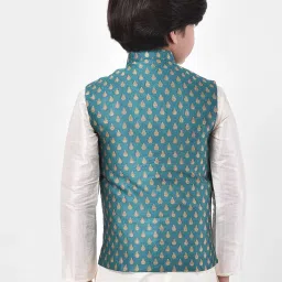 Deyann Kids Sea Green Embroidered Nehru Jacket image 2