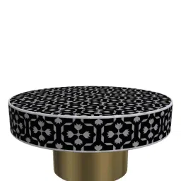 Casagold Black Floral Bone Inlay Small Round Coffee Table image 2