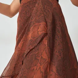The Label Life Burnt Orange Printed Wrap Midi Skirt image 5