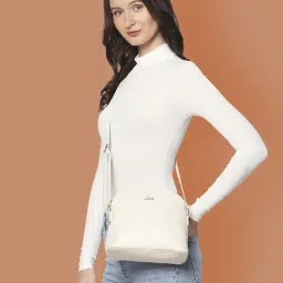 Lavie Miami Off White Synthetic Textured Sling Handbag-picture-28