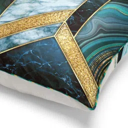 Bianca Suzane Teal & Gold Micro Fiber Reversible Printed Cushion Covers - Set of 3 image 5