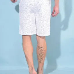 Crimsoune Club White Cotton Regular Fit Printed Lounge Shorts image 2