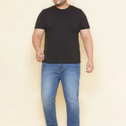 John Pride Blue Lightly Washed Regular Fit Plus Size Jeans image 5