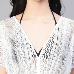 Oxolloxo White Self Design Beachwear Dress image 5