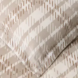 Westside Home Beige Checkered Double Bed Flat Sheet and Pillowcase Set image 2