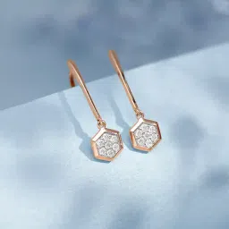 Malabar Gold and Diamonds BIS Hallmark 18k Rose Gold Diamond Drop Earrings-picture-28