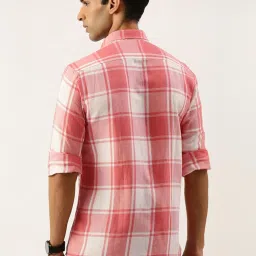 Peter England Pink Slim Fit Checks Shirt image 2