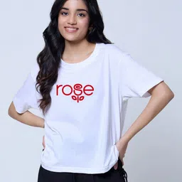 LoveDky Typography Printed Drop-Shoulder Sleeves Cotton Boxy T-shirt-picture-15