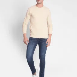 Crimsoune Club Beige Slim Fit Textured Sweatshirt image 5