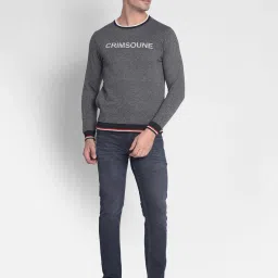 Crimsoune Club Grey Regular Fit Self Design Sweatshirt image 5