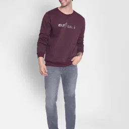 Crimsoune Club Wine Regular Fit Printed Sweatshirt image 5