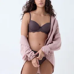 Wunderlove by Westside Dark Brown Lace Design Underwired Bra image 3