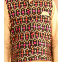 LilPicks Kids Multicolor Embroidered Full Sleeves Kurta, Jacket with Pyjamas image 5