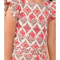 LilPicks Kids Multicolor Floral Print Top with Sharara image 5