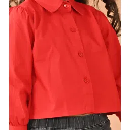 LilPicks Kids Red Solid Crop Shirt image 5