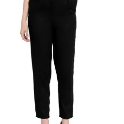 PATRORNA Black Mid Rise Slim Fit Cigarette Trousers-picture-25