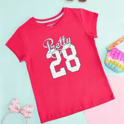 Pantaloons Junior Fuchsia Pink & White Cotton Printed T-Shirt-picture-10