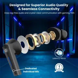 EVM TWS 03 In Ear Bluetooth Earbuds with Standby 100 Hrs (Black, True Wireless) image 5