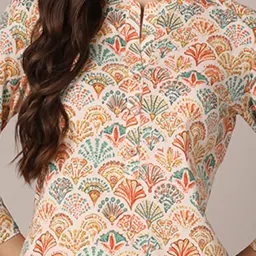 Vaamsi White Cotton Printed Straight Kurta image 5