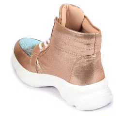 Fausto Women's Golden Ankle High Sneakers image 5