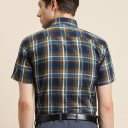 Sojanya Navy Cotton Regular Fit Checks Shirt image 2