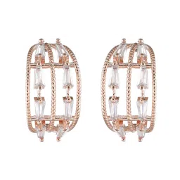 Aatmana Rose Gold-Plated Cubic Zirconia Studded Half Stud Earrings image 5