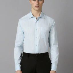 Louis Philippe Blue Cotton Regular Fit Checks Shirt-picture-5