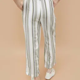 Fame Forever By Lifestyle White Regular Fit Striped Trousers image 2