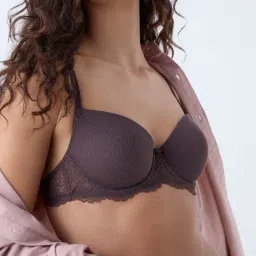 Wunderlove by Westside Dark Brown Lace Design Underwired Bra image 4