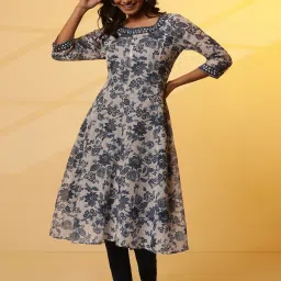 Aurelia Blue Floral Print Flared Kurta image 2
