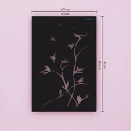 ANIKAA GlowWings Black & Orange-Colored Wooden Birds & Branches Design Wall Art image 4