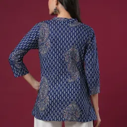 Fashor Blue Pure Cotton Printed Kurti image 2