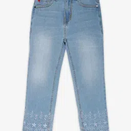Ed-a-Mamma Girls Blue Cotton Embroidery Jeans-image-73