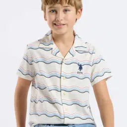 U.S. Polo Assn. Boys Beige Half Sleeves Shirt-image-80