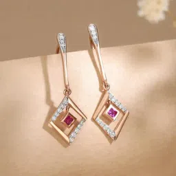 Malabar Gold and Diamonds BIS Hallmark 18k Rose Gold Diamond Drop Earrings-picture-29