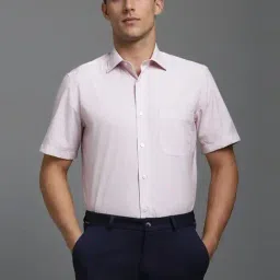 Louis Philippe Pink Regular Fit Printed Shirt-image-3