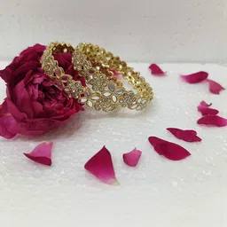 SAVORADE Set Of 2 Gold Glass Bangle image 2