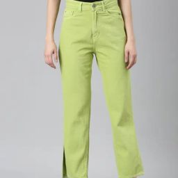 showoffff SHOWOFF Lime Green Denim Regular Fit Mid Rise Jeans-picture-13
