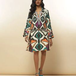 Label Ritu Kumar Black & White Printed Shift Dress-picture-41