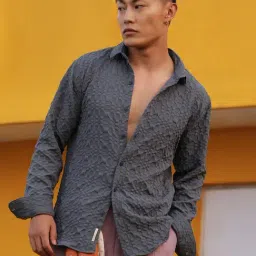 Campus Sutra Grey Regular Fit Self Pattern Shirt-picture-20